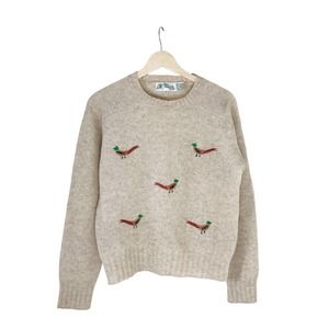 Vintage Eagle's Eye Shetland Embroidered Pheasant Sweater 40